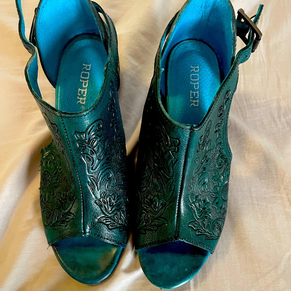 Turquoise Roper Dress Shoes